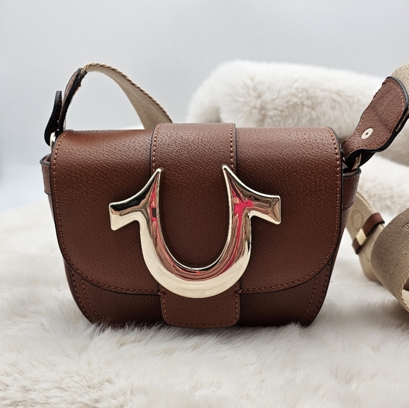 True Religion Brand‎ Jeans mini flap crossbody bag brown faux leather - Picture 2 of 15